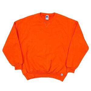 Russell Athletic 90s Crewneck Sweatshirt Vintage Orange Blank USA Men's Medium